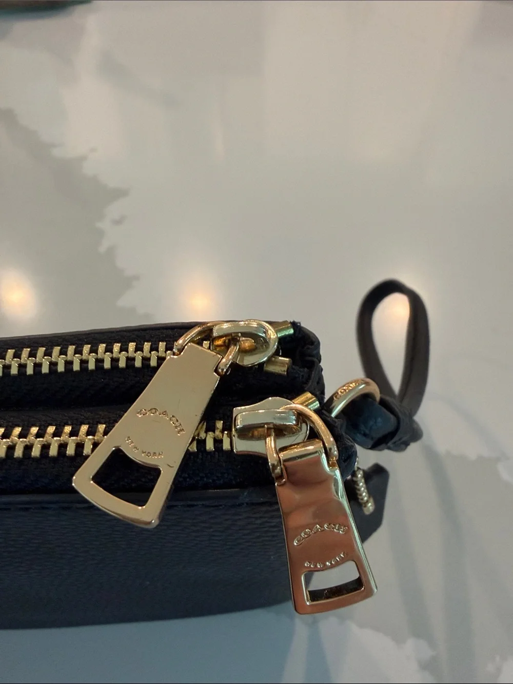 Coach Black Leather Zip Wristlet with Gold Logo - Picture 4 of 10